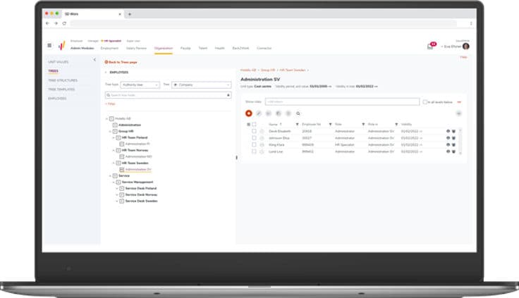SD Worx HR - Core HR - organization tree