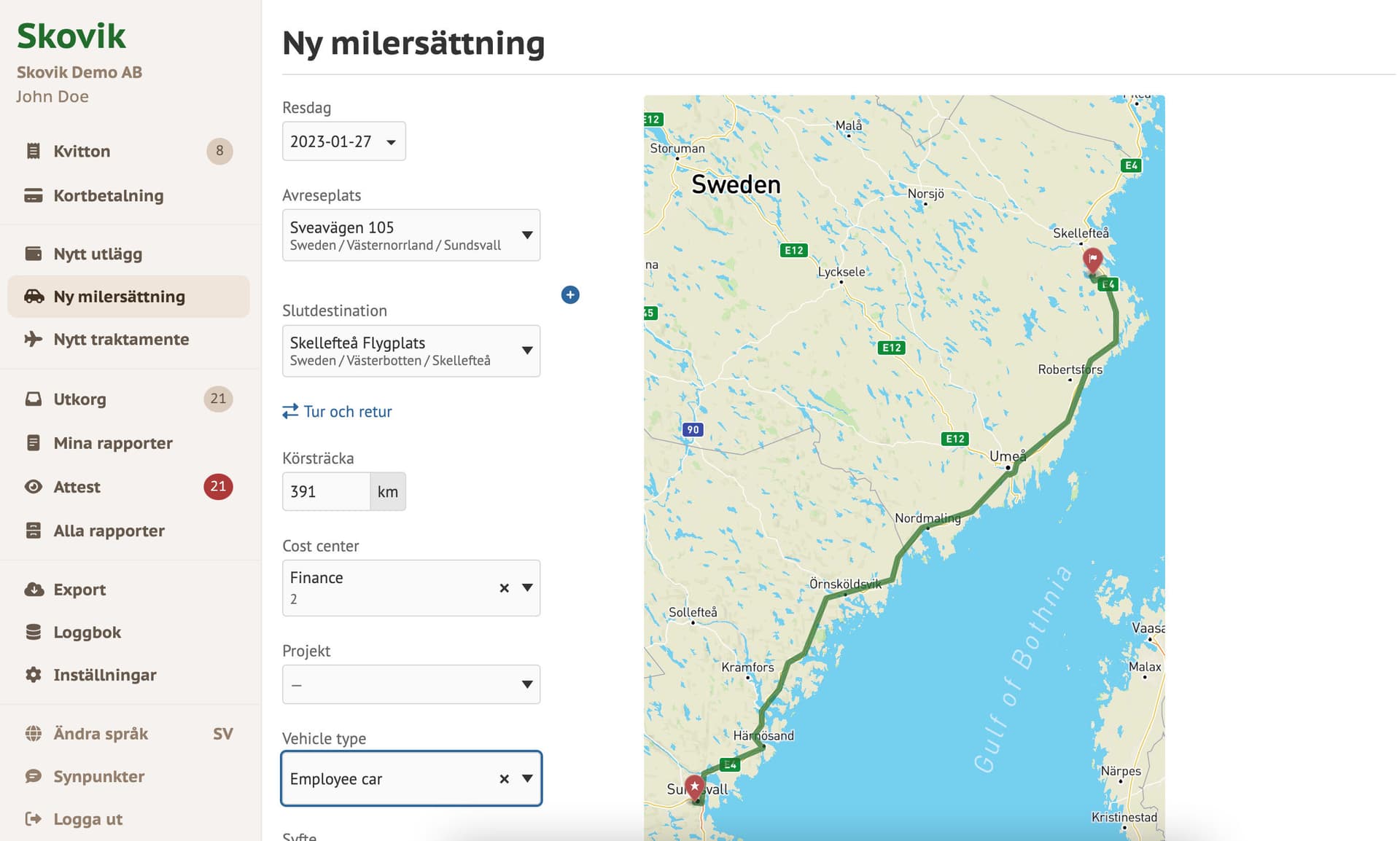 Milersättning
